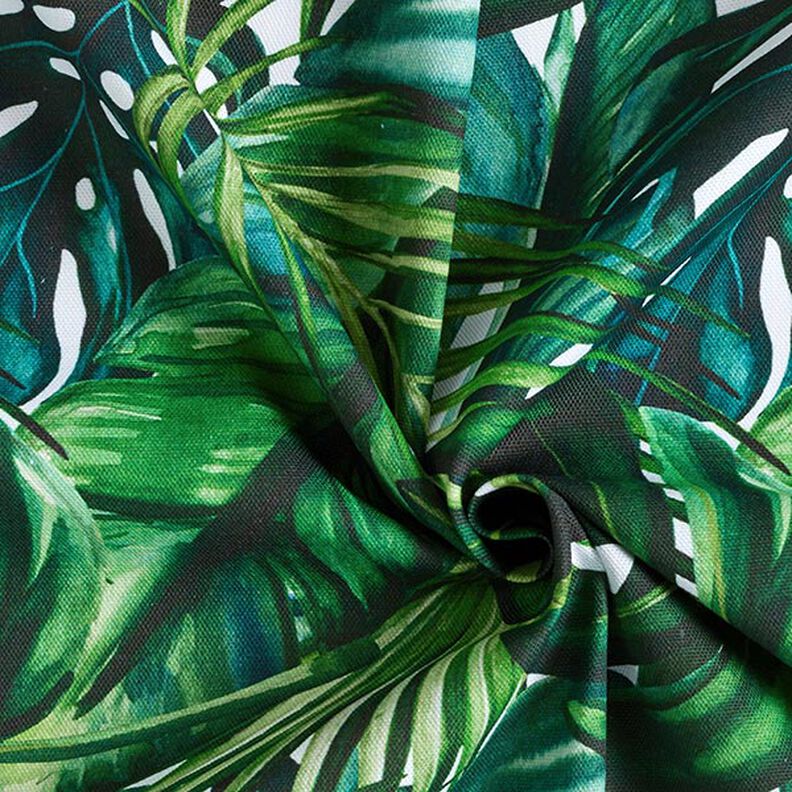 tessuto arredo mezzo panama foglie di palma – verde,  image number 3