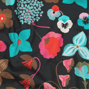 popeline di cotone Meadow Flower stampa digitale | Nerida Hansen – nero/turchese, 
