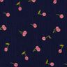 mussolina / tessuto doppio increspato Ciliegie ricamate | Poppy Fabrics – blu notte/rosa,  thumbnail number 1