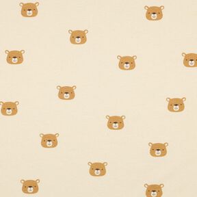 GOTS jersey di cotone orsi | Poppy Fabrics – bianco lana/marrone chiaro, 