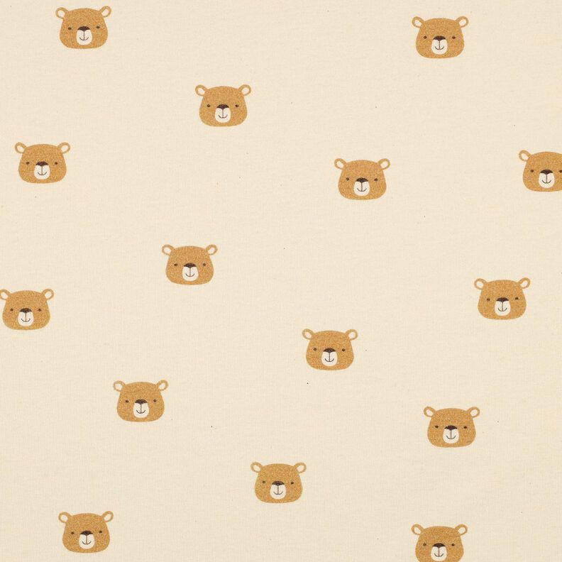 GOTS jersey di cotone orsi | Poppy Fabrics – bianco lana/marrone chiaro, image number 1