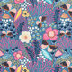 tessuto in cotone cretonne farfalle e fiori – grigio blu/pink,  thumbnail number 1
