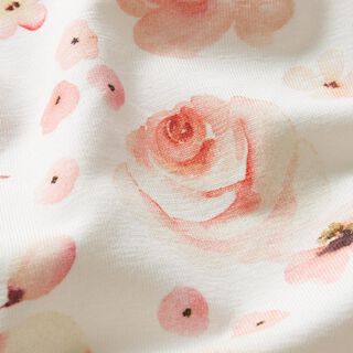 jersey di cotone Rose ad acquerello stampa digitale – avorio/salmone, 