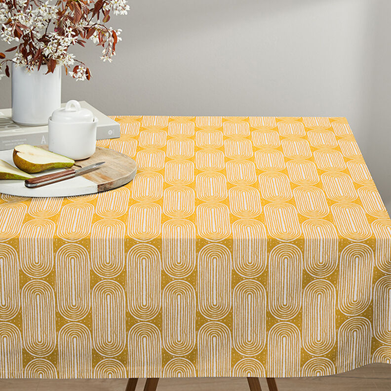 tessuto arredo mezzo panama Archi – giallo curry/naturale,  image number 6