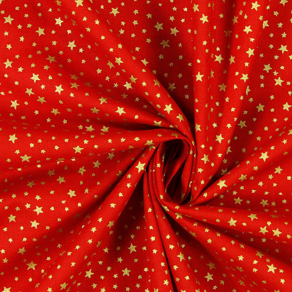 tessuto in cotone cretonne cielo stellato natalizio, piccolo – rosso/oro,  image number 2
