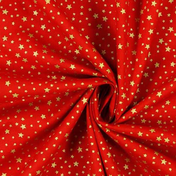 tessuto in cotone cretonne cielo stellato natalizio, piccolo – rosso/oro, image number 2