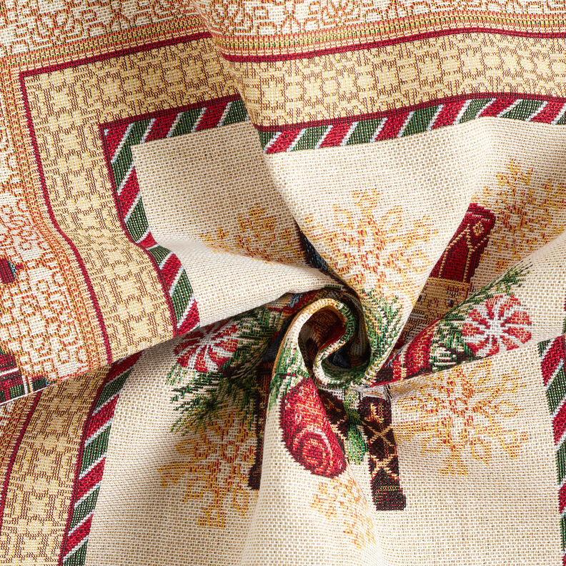 taglio di tessuto arredo gobelin Duetto di schiaccianoci – rosso carminio/beige chiaro, image number 3