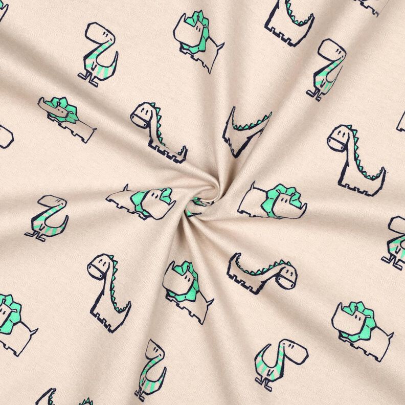 flanella di cotone dinosauri impertinenti | Poppy Fabrics – naturale/verde smeraldo,  image number 3
