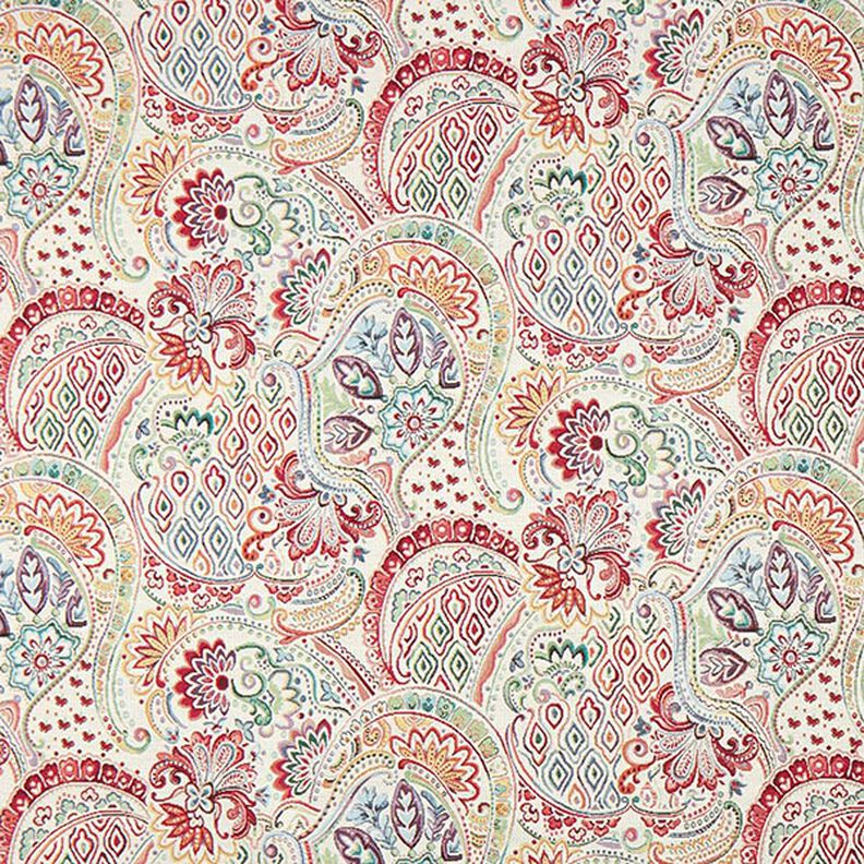 tessuto arredo gobelin paisley colorato – bianco lana,  image number 1