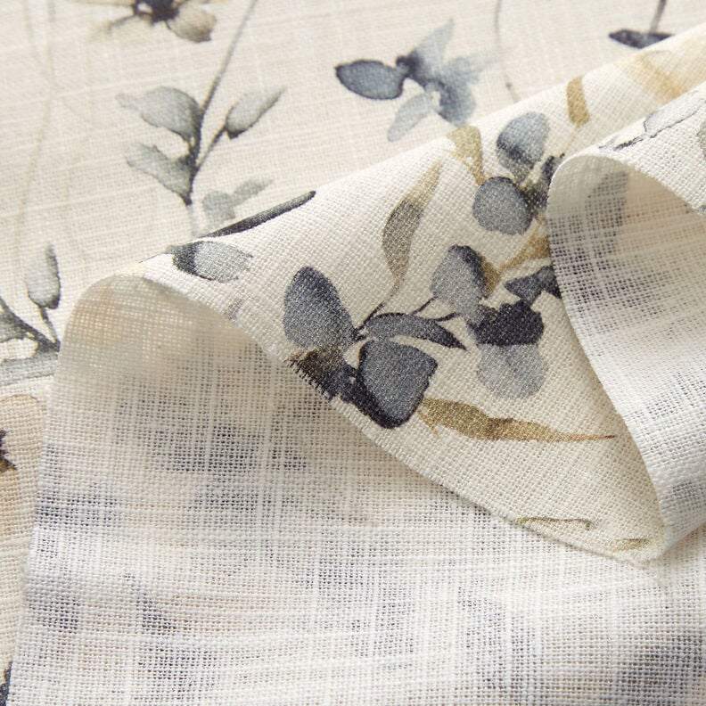 Misto lino-cotone con rami acquarellati – bianco lana,  image number 3