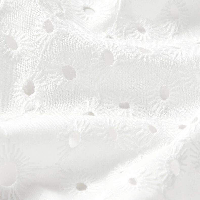 Tessuto di cotone traforato, ricamato con decorazioni – bianco,  image number 2