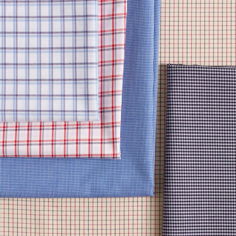 Tessuto per camicia a quadri sfalsati – bianco/azzurro,  image number 5
