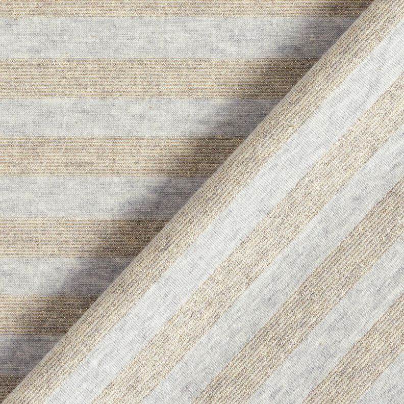 Jersey di cotone a righe glitterate melange – grigio chiaro/oro effetto metallizzato,  image number 4