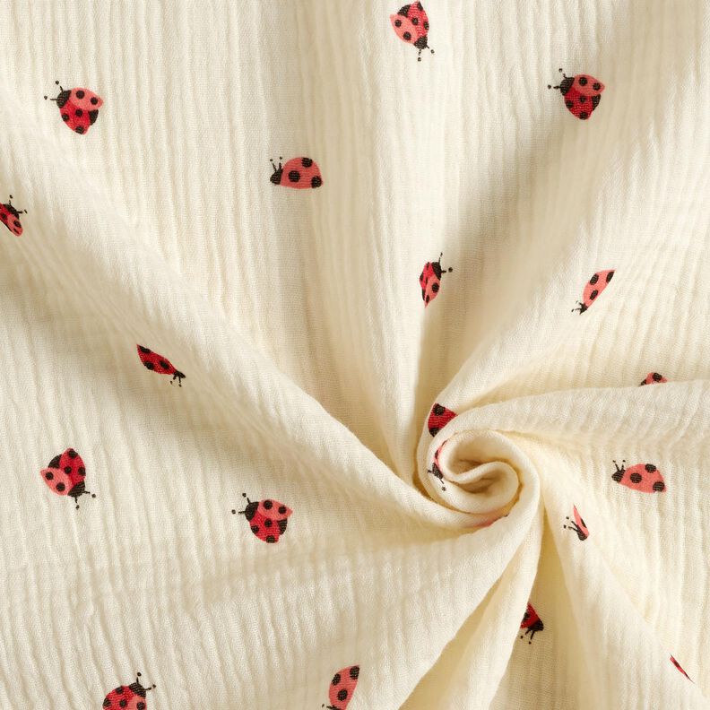mussolina / tessuto doppio increspato Dolci coccinelle – bianco lana, image number 3
