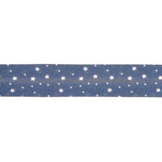 Nastro in sbieco stelle Cotone bio [20 mm] – blu marino, 