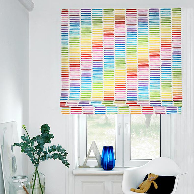tessuto arredo mezzo panama strisce arcobaleno – bianco,  image number 6