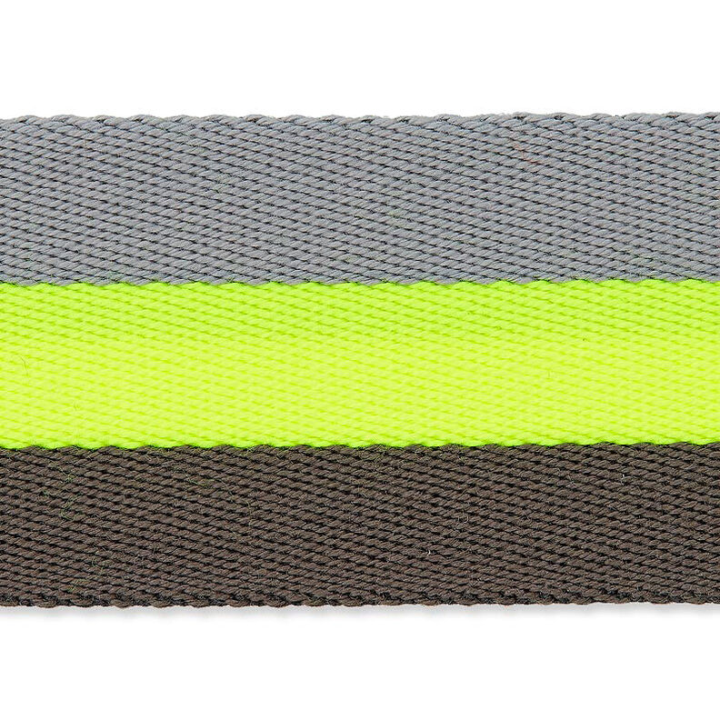 nastro gros-grain per borse, neon [ 40 mm ] – giallo neon/grigio,  image number 4