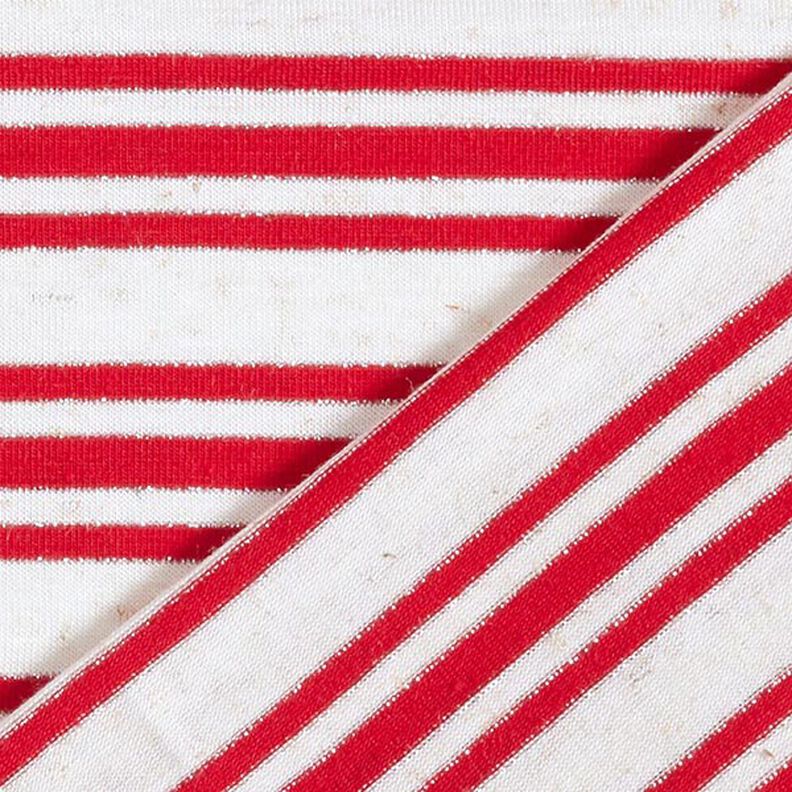 jersey di viscosa, righe glitter irregolari – bianco lana/rosso,  image number 4