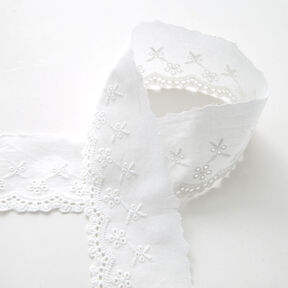 Nastro in pizzo con fiori [65 mm] – bianco, 