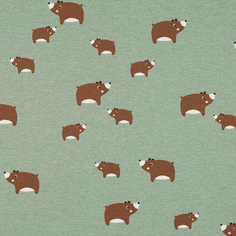 jersey di cotone orsi | Poppy Fabrics – canna palustre/marrone castagna,  image number 1
