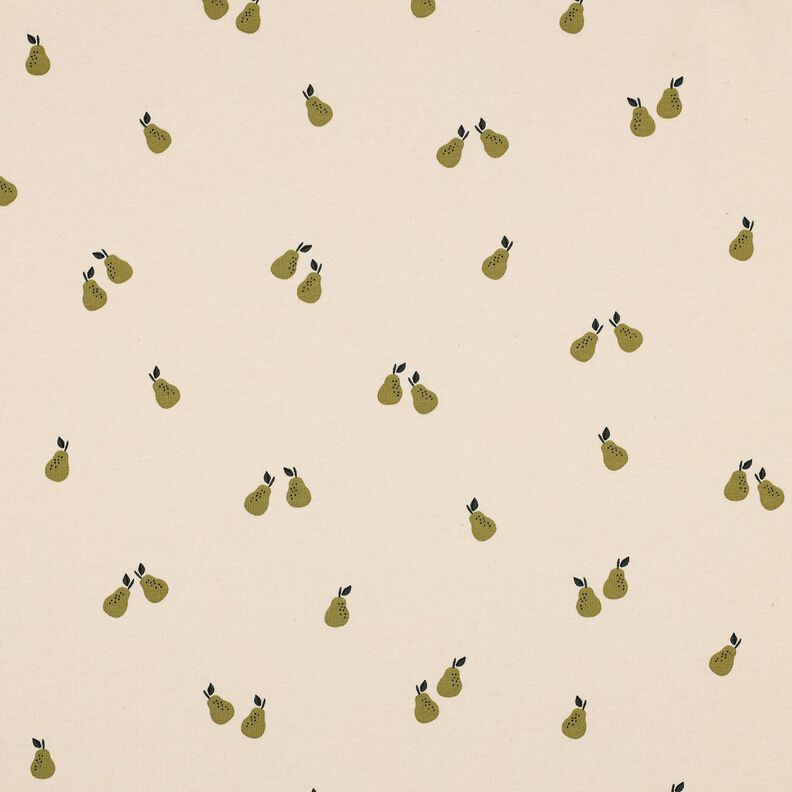 GOTS jersey di cotone pere | Poppy Fabrics – beige chiaro/verde oliva chiaro, image number 1