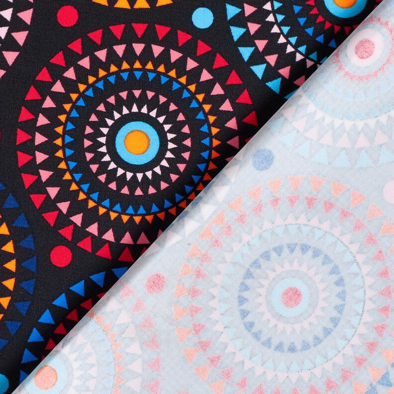 tessuto per costumi da bagno mandala – nero-azzurro/rosso fuoco,  image number 4