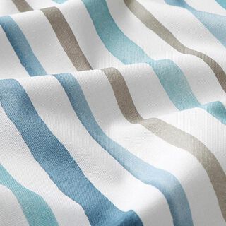 tessuto arredo mezzo panama, righe acquerello – bianco/blu, 