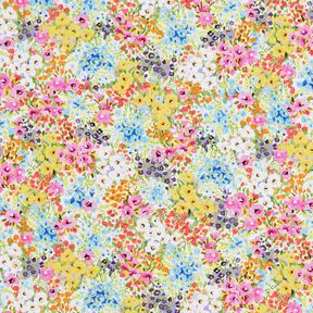 tessuto in cotone popeline Fiori colorati – lavanda/blu, 