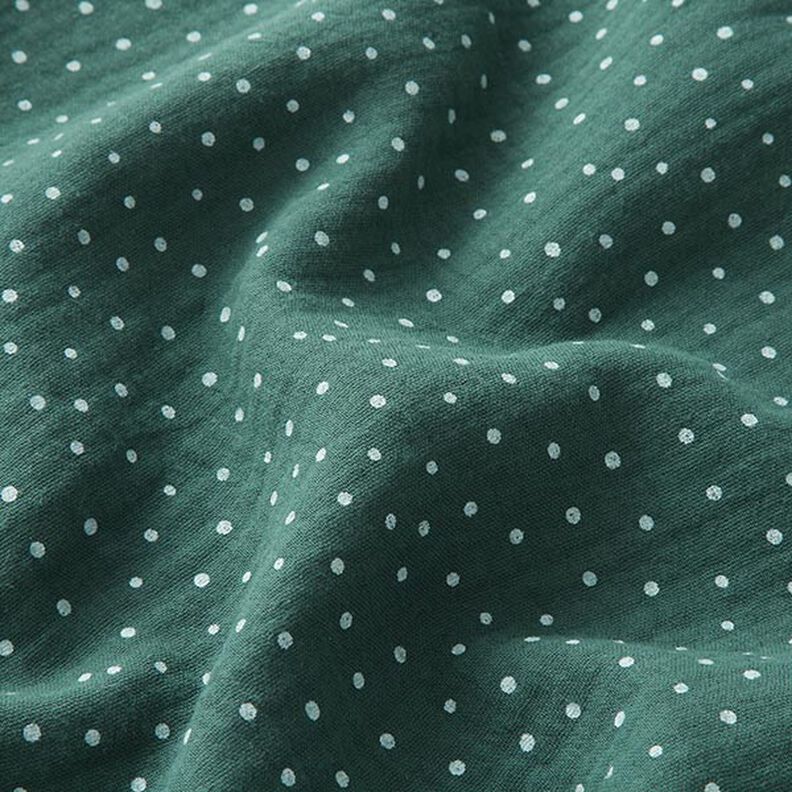 mussolina / tessuto doppio increspato piccoli pois – verde scuro/bianco,  image number 2