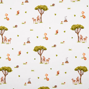 jersey di cotone Animali della foresta stampa digitale – bianco lana, 