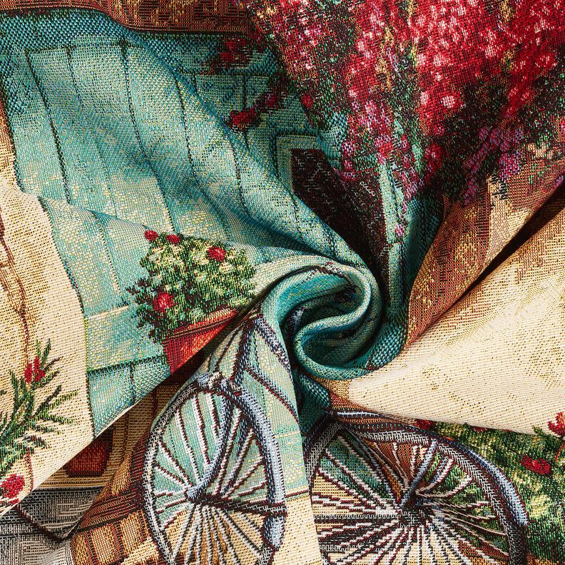 taglio di tessuto arredo gobelin Bicicletta – beige chiaro/rosso carminio, image number 3