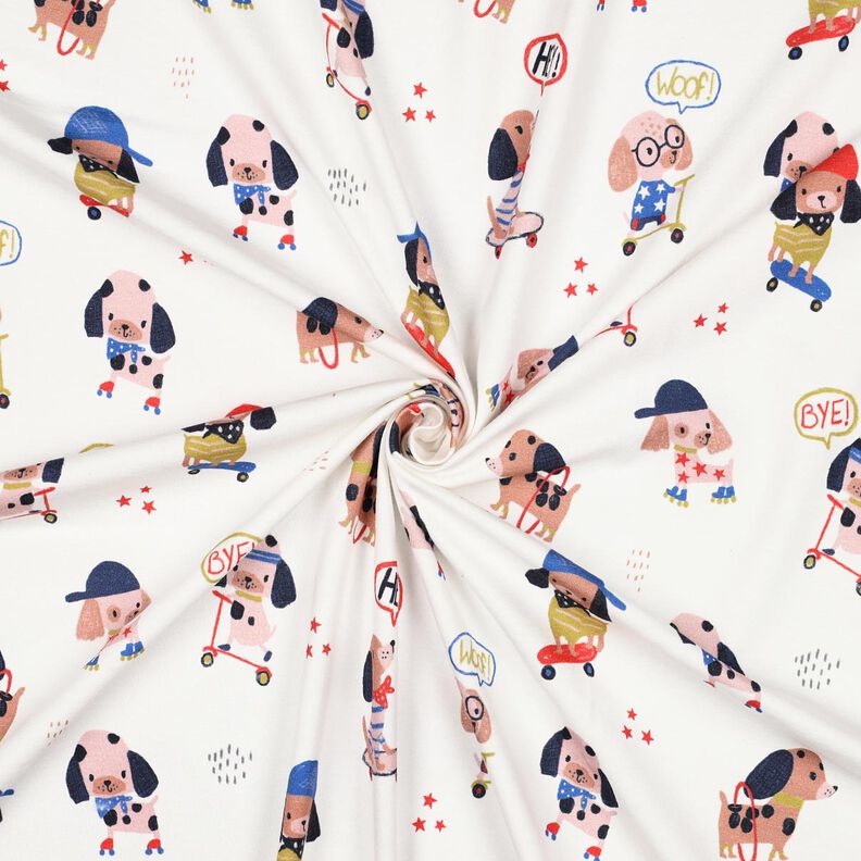 jersey di cotone cane su skateboard stampa digitale | Poppy Fabrics – avorio/oro rosa, image number 3