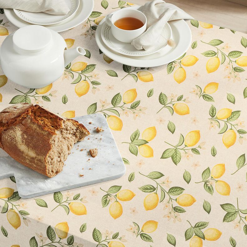 tessuto arredo mezzo panama Pianta di limone – naturale/giallo,  image number 6