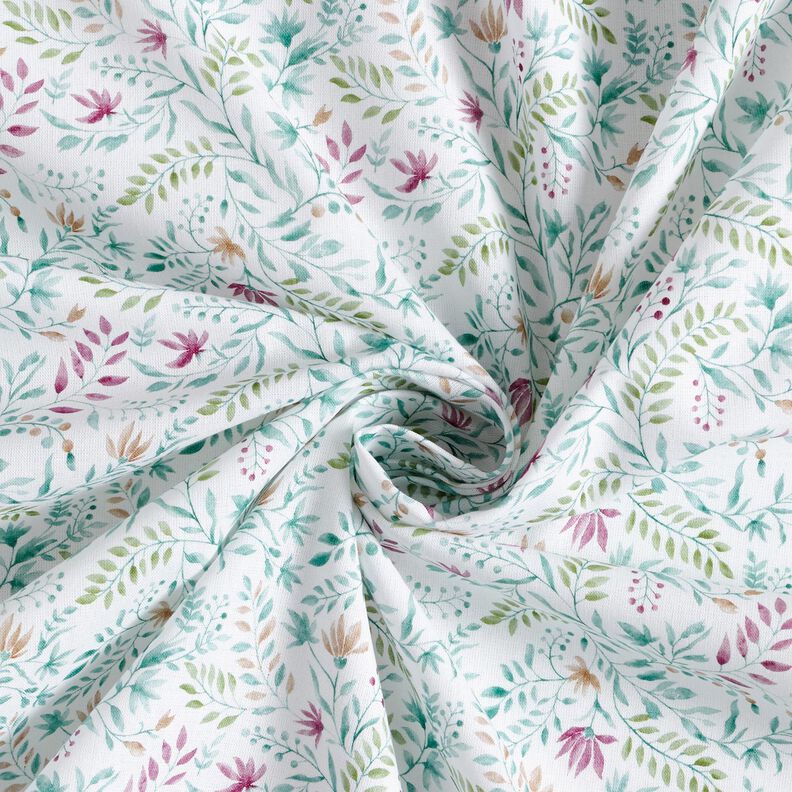 popeline di cotone Fiori da sogno stampa digitale – bianco/eucalipto,  image number 3