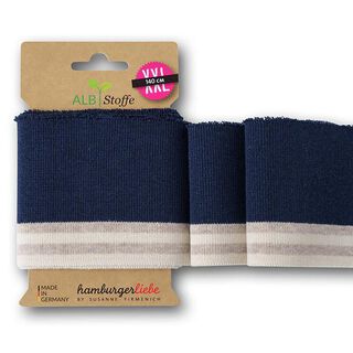 GOTS tessuto in maglia per bordi e polsini CUFF ME COLLEGE [ 140 cm | 7,5 cm ] | Albstoffe – blu, 