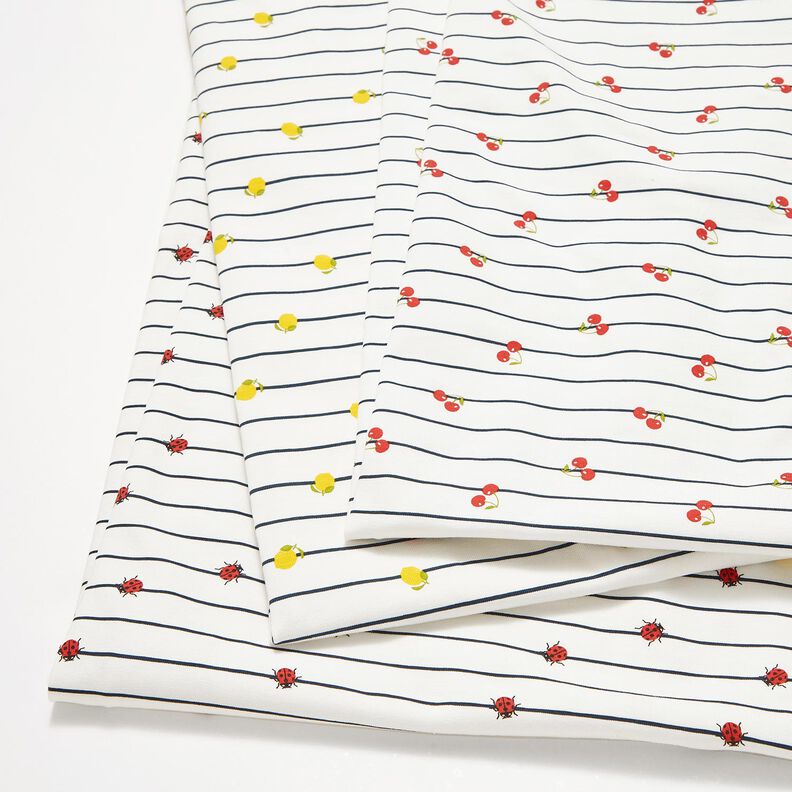 jersey di cotone Strisce e coccinelle – bianco lana,  image number 5