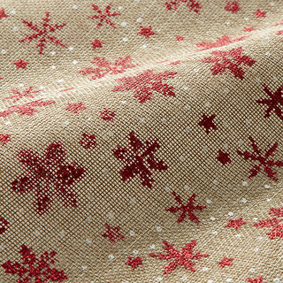 tessuto arredo Cristalli di neve effetto iuta – duna/rosso, 