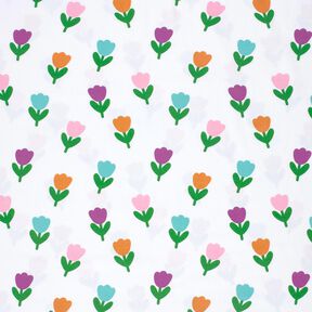jersey di cotone Tulipani stilizzati – bianco/lillà rosso, 