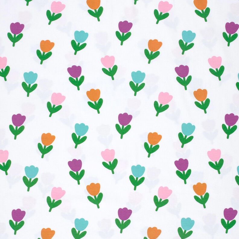 jersey di cotone Tulipani stilizzati – bianco/lillà rosso,  image number 1