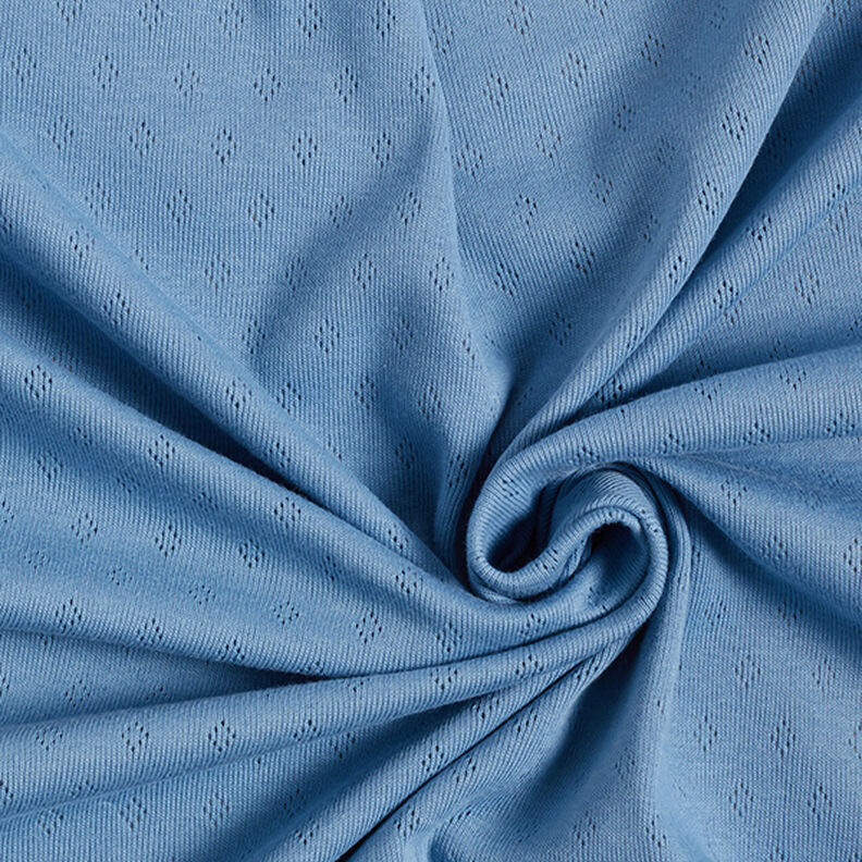 jersey maglia fine con motivi traforati – blu,  image number 3