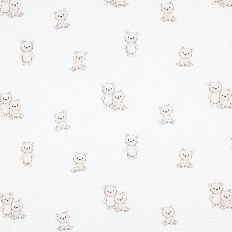 GOTS mussolina / tessuto doppio increspato Simpatici orsetti stampa digitale | Poppy Fabrics –,  image number 1