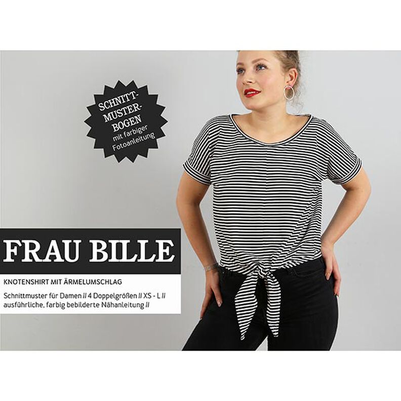 FRAU BILLE - camicia casual annodata in vita con maniche a risvolto, Studio Schnittreif  | XS -  L,  image number 1