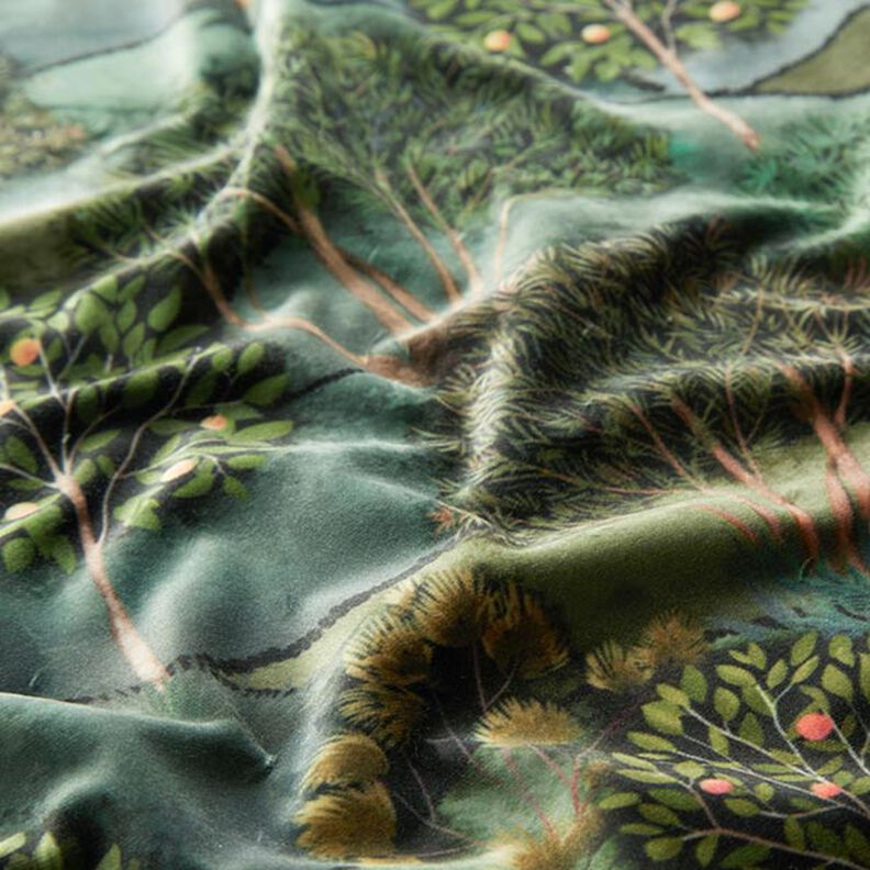 tessuto arredo velluto paesaggio – verde scuro/petrolio,  image number 2