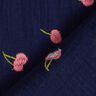 mussolina / tessuto doppio increspato Ciliegie ricamate | Poppy Fabrics – blu notte/rosa,  thumbnail number 4