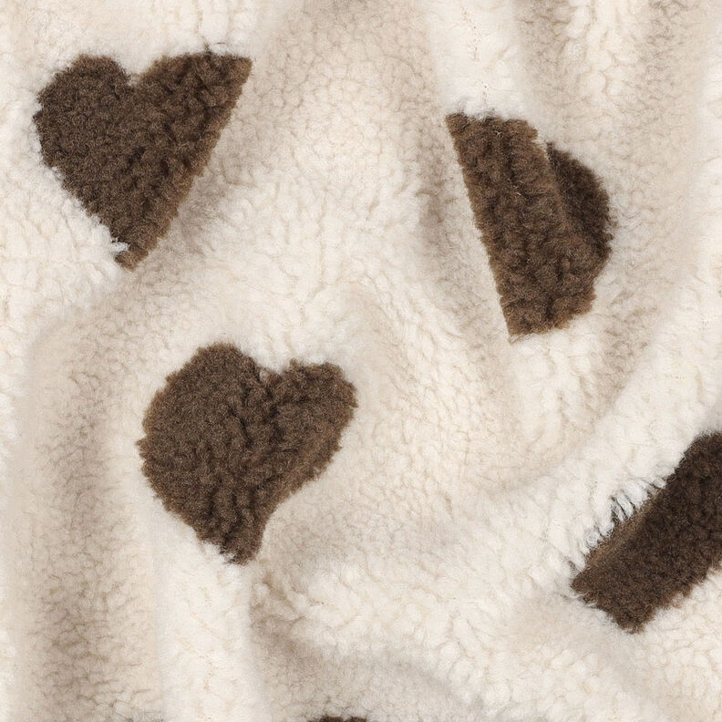 tessuto peluche Cuori | by Poppy – naturale/marrone scuro,  image number 2