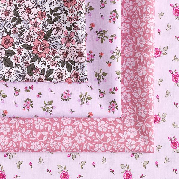popeline di cotone fiori bicolore – rosa anticato/rosé, image number 5