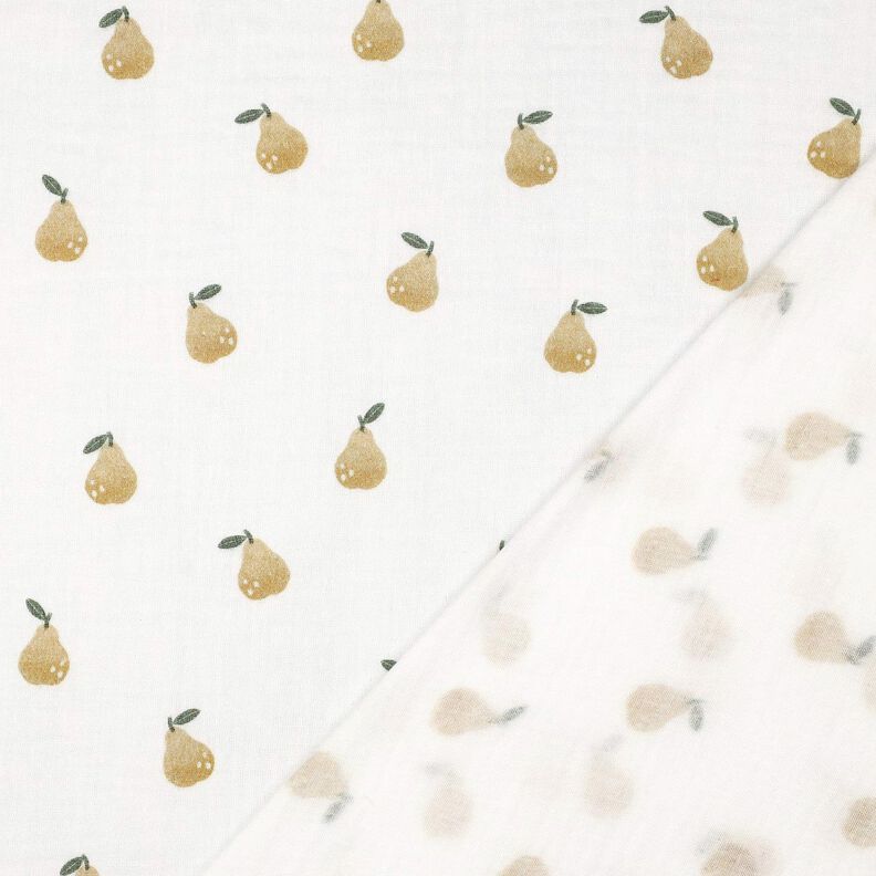 mussolina / tessuto doppio increspato pera stampa digitale | Poppy Fabrics – bianco/oliva giallastro,  image number 4