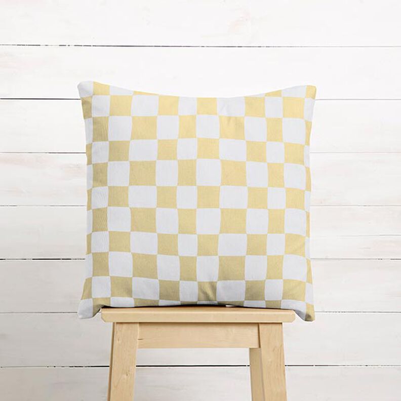 tessuto in cotone cretonne Quadro astratto – bianco/giallo vaniglia,  image number 6