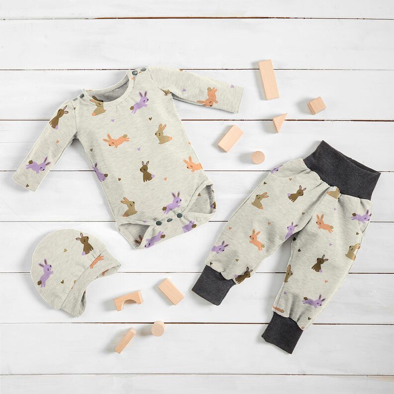 jersey di cotone Conigli e cuori | Poppy Fabrics – bianco lana,  image number 6