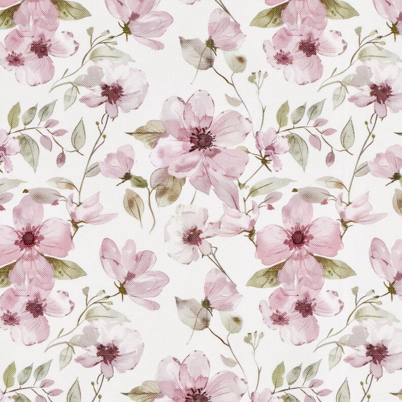 Tessuto per tovaglia Fiorellini ad acquerello – avorio/rosa antico chiaro,  image number 1